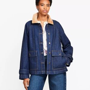 LOFT Denim Barn Jacket In Dark Rinse Wash New With Tags